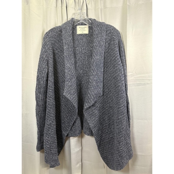 Abercrombie & Fitch Sweater Womens Medium Gray Open Front Draped Knit Cardigan - Picture 1 of 6
